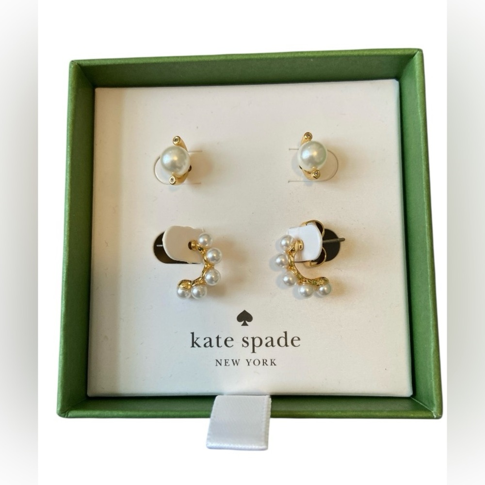 Kate Spade Gold and Pearl Earring Set